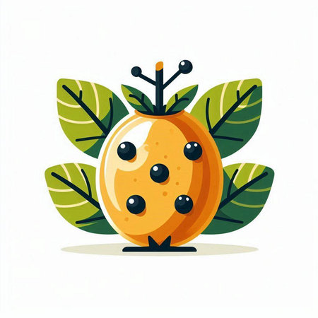 Cute ladybug with leaves isolated on white background. Vector illustration.のイラスト素材