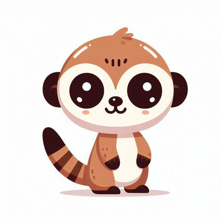 Cute cartoon monkey. Vector illustration on white background. Isolated.のイラスト素材