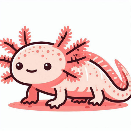Cute cartoon lizard on a white background. Vector illustration in a flat style.のイラスト素材