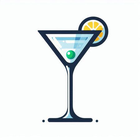 Cocktail icon in flat style on a white background. Vector illustration.のイラスト素材