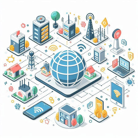 Isometric 3D vector illustration of the Internet of Things and Technology concept.のイラスト素材