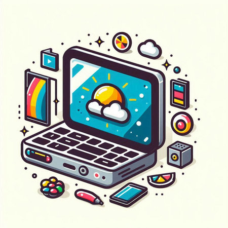 Cloud computing concept. Laptop with cloud computing icon, vector illustrationのイラスト素材