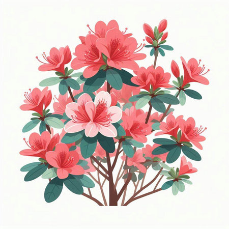 Bouquet of rhododendrons. Vector illustration.のイラスト素材