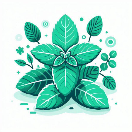 Basil leaves isolated on white background. Hand drawn vector illustration.のイラスト素材