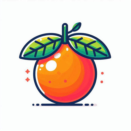 Orange fruit icon, vector illustration, flat design. Isolated on white background.のイラスト素材