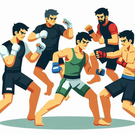 Boxing, mma, fightial arts vector illustration.のイラスト素材