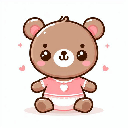 Cute teddy bear in pink clothes. Vector cartoon character illustration.のイラスト素材