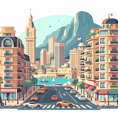 Cityscape of the old town. Vector illustration in retro style.のイラスト素材