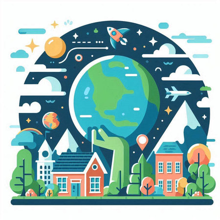 Vector illustration of Earth day. Flat style design. World environment day concept.のイラスト素材