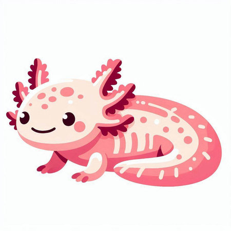 Cute pink lizard isolated on a white background. Vector illustration.のイラスト素材