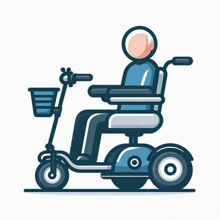 Disabled man in wheelchair vector illustration. Cartoon character on wheelchair.のイラスト素材
