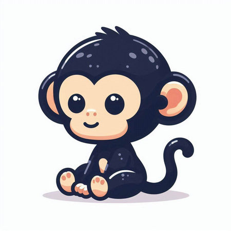 Cute cartoon monkey. Vector illustration isolated on a white background.のイラスト素材