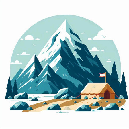 Mountains in the style of a flat design. Vector illustration.のイラスト素材