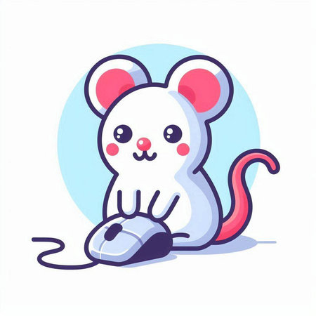 mouse with mouse. Cute cartoon mouse with mouse. Vector illustrationのイラスト素材
