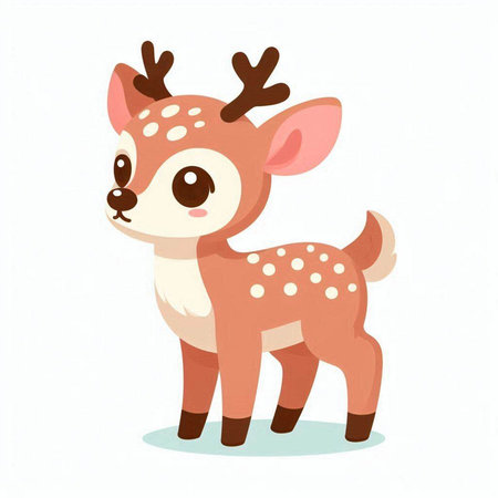 Cute cartoon deer isolated on a white background. Vector illustration.のイラスト素材