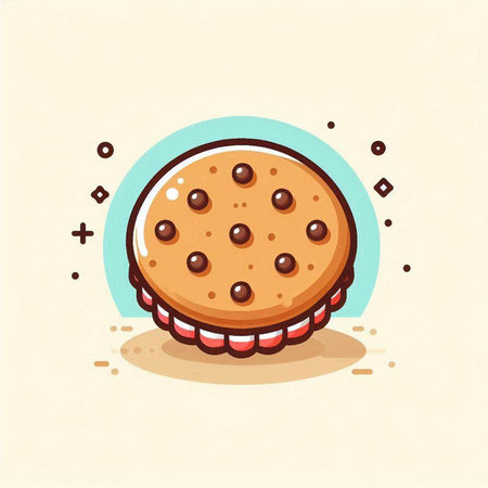 Illustration of a chocolate chip cookie in cartoon style. Vector illustration.のイラスト素材