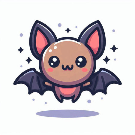 Cute bat cartoon icon. Vector illustration isolated on white background.のイラスト素材