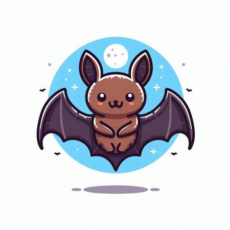 Cute cartoon bat. Vector illustration isolated on a white background.のイラスト素材