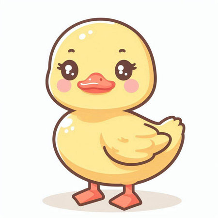 Cute cartoon baby duck isolated on white background. Vector illustration.のイラスト素材