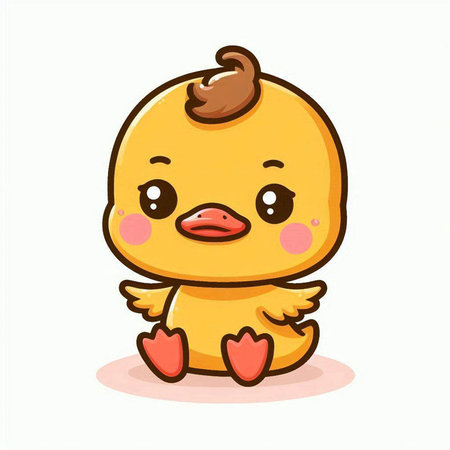 Cute little duckling isolated on white background. Vector illustration.のイラスト素材