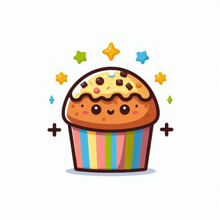 Cute cupcake vector illustration. Cute muffin icon.のイラスト素材