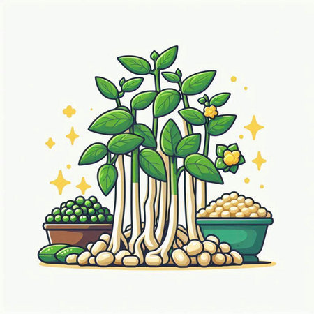 Illustration of plant sprouts with seedlings in pot on white backgroundのイラスト素材