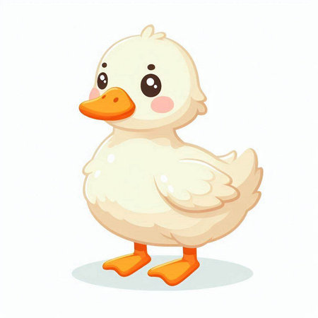 Cute cartoon duckling isolated on white background. Vector illustration.のイラスト素材
