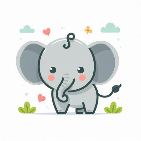 Cute cartoon elephant vector illustration. Cute animal character design.のイラスト素材
