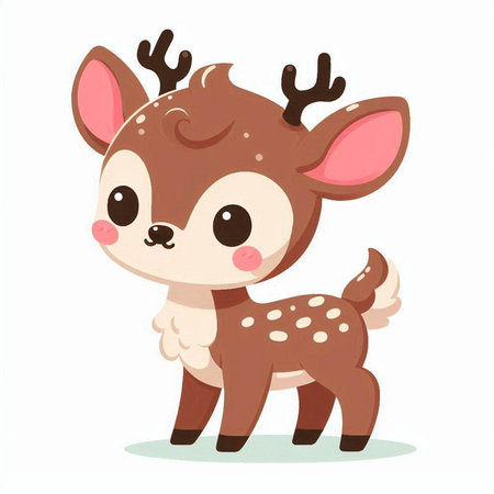 Cute cartoon deer isolated on a white background. Vector illustration.のイラスト素材