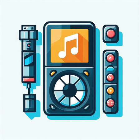 Music player icon in flat design style. Vector illustration for your design.のイラスト素材