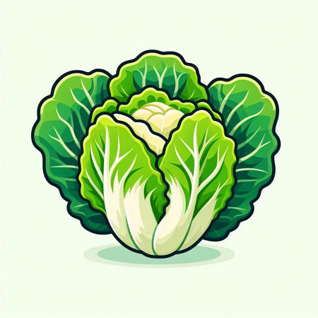 Illustration of a fresh chinese cabbage on a white background.のイラスト素材