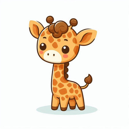 Cute cartoon giraffe isolated on white background. Vector illustration.のイラスト素材