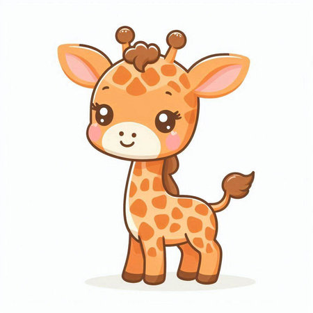 Cute cartoon giraffe. Vector illustration isolated on white background.のイラスト素材