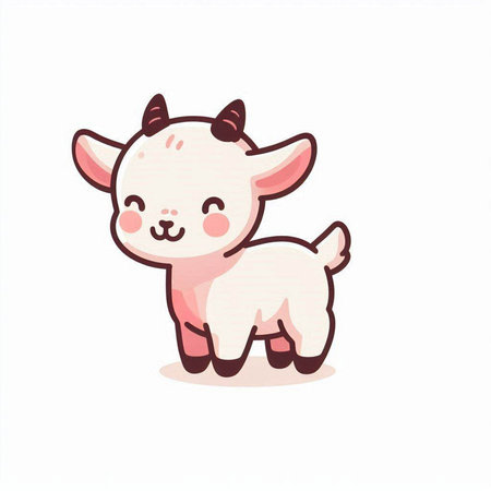 Cute cartoon goat isolated on a white background. Vector illustration.のイラスト素材