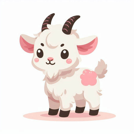 Cute cartoon goat. Vector illustration isolated on a white background.のイラスト素材