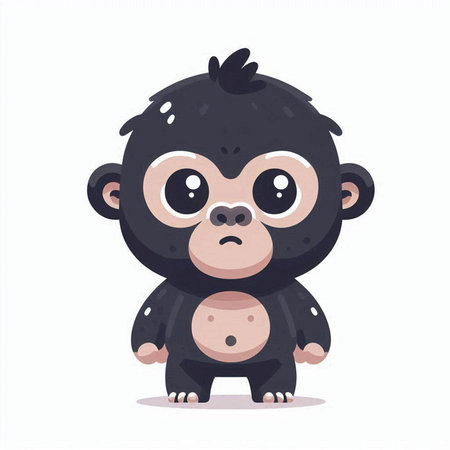 Cute cartoon monkey. Vector illustration isolated on a white background.のイラスト素材