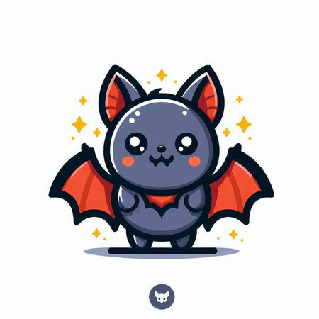 Cute cartoon bat. Vector illustration of a cute bat character.のイラスト素材