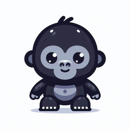 Cute little black monkey. Vector illustration in a flat style.のイラスト素材
