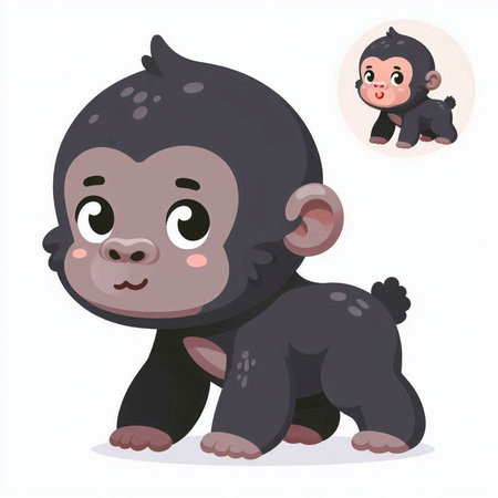Chimpanzee and baby on white background. Vector illustration.のイラスト素材