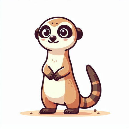 Cute cartoon meerkat isolated on white background. Vector illustration.のイラスト素材