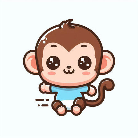 Cute little monkey vector illustration. Cute cartoon animal character.のイラスト素材