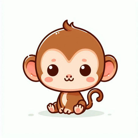 Cute cartoon monkey. Vector illustration isolated on a white background.のイラスト素材