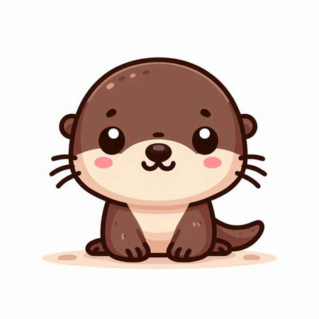 Cute otter vector illustration. Cute cartoon otter character.のイラスト素材