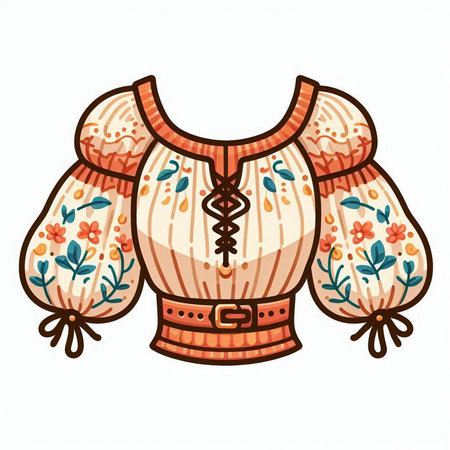 Illustration of a warm sweater with floral pattern on a white backgroundのイラスト素材