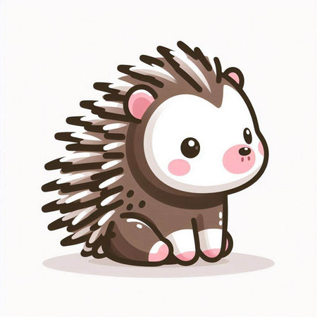 Cute cartoon hedgehog isolated on white background. Vector illustration.のイラスト素材