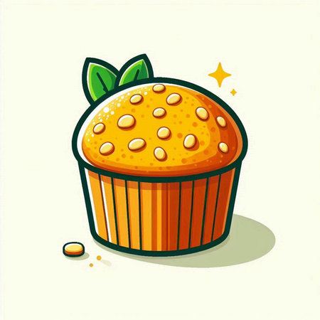 Illustration of a cupcake with orange on a white background.のイラスト素材