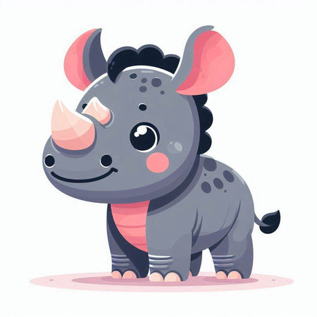 Cute baby rhinoceros. Vector illustration in cartoon styleのイラスト素材