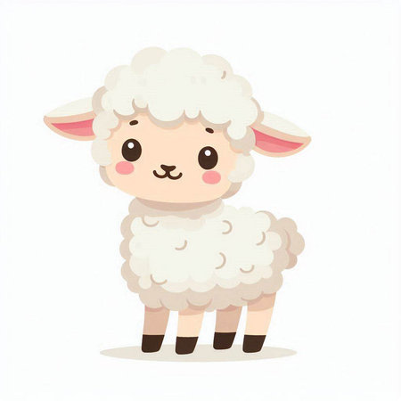 Cute cartoon sheep. Vector illustration isolated on a white background.のイラスト素材