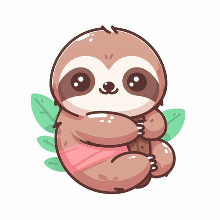 Cute cartoon sloth. Vector illustration isolated on white background.のイラスト素材