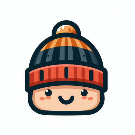 Vector illustration of a cute cartoon boy in a knitted hat.のイラスト素材